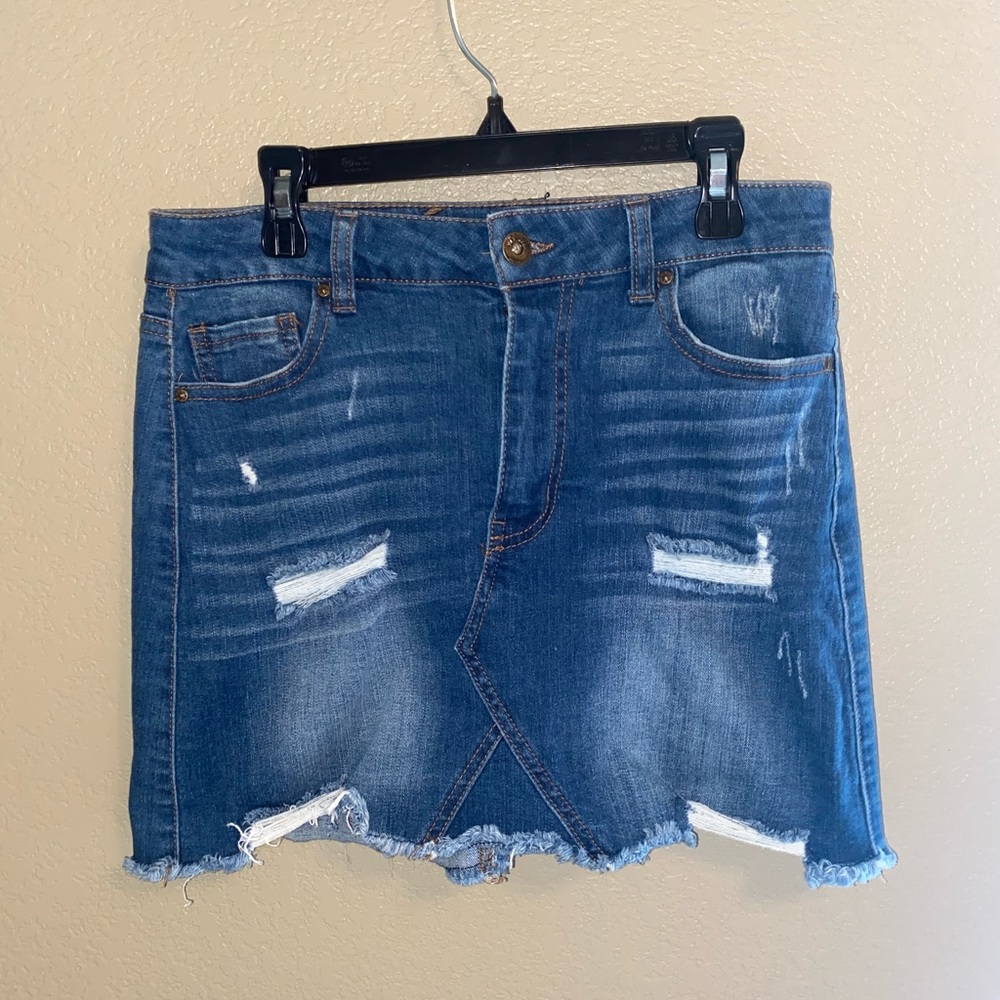 Distressed Jean Skirt